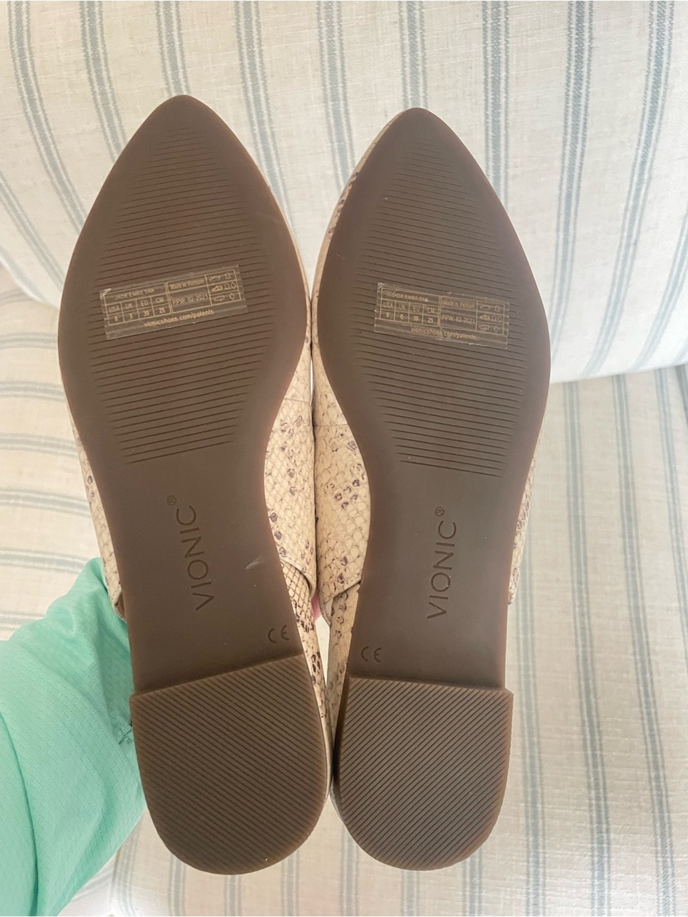 Vionic Jade Snakeskin Slip On Slingback Flats with Arch Support US 8 - Picture 5 of 6